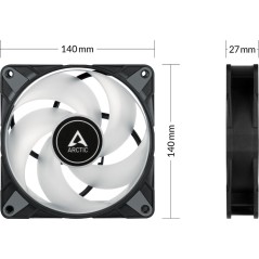 ARCTIC P14 PWM PST A-RGB Fan 1-Pack - Sleek Black Transparent 140 mm for Ultimate Cooling and Style
